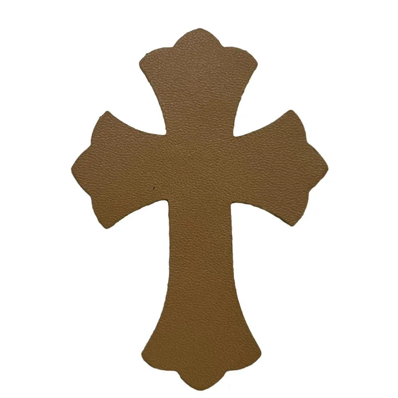4.5*6.5cm Sheepskin Leather Patch With Cross Shaped Leather Label Genuine Leather DIY With Multiple Colors-106-182