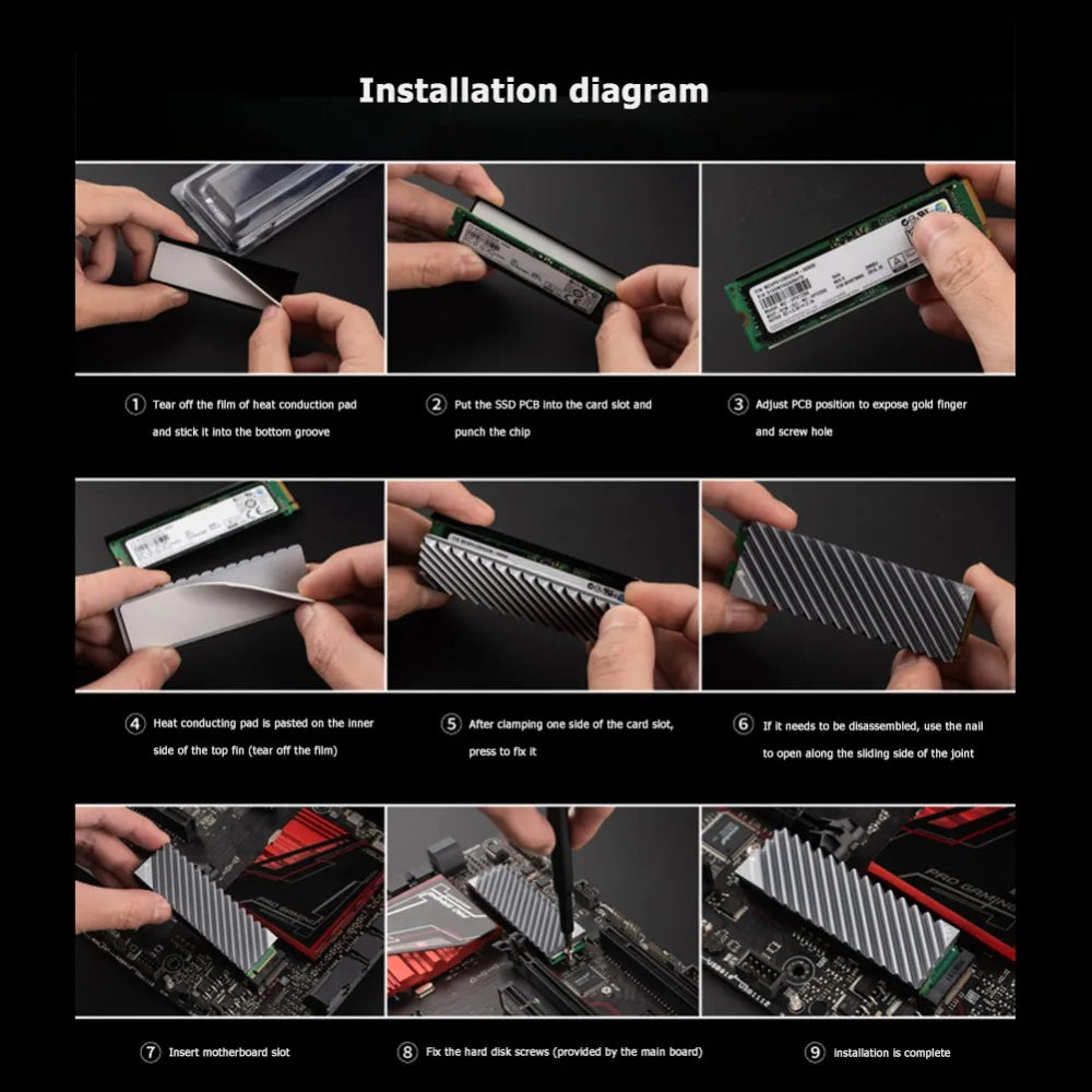Okvyuan M2 SSD NVMe Heat Sink Jonsbo M2 2280 Solid State Hard Disk Aluminum Heatsink with Thermal Pad for Desktop PC Accessories