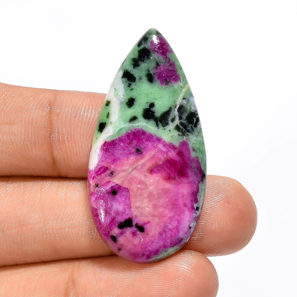 100% Natural Ruby Zoisite Multi Shape Cabochon Gemstone 34.5 Ct 39X19X3 mm IK-260 Third Party Certified Pendant Ring Gemstone