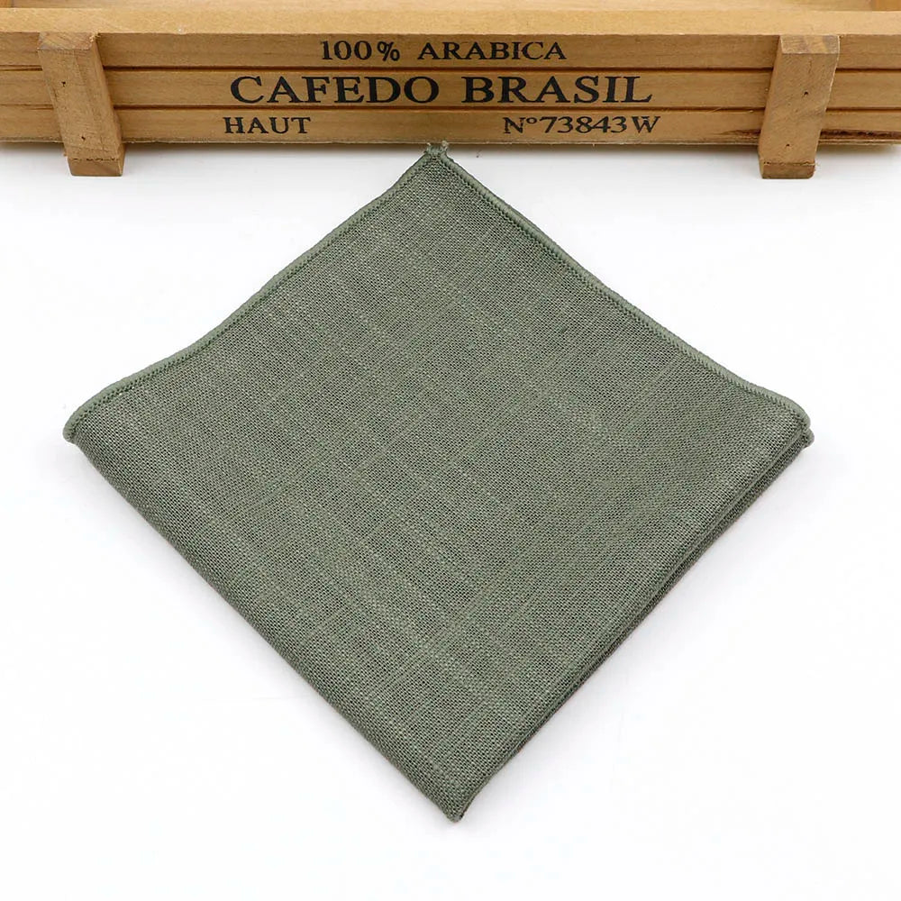 New Solid Color Pocket Square Green Navy Colorful Handkerchief Cotton Polly Texture Pocket Men's Accessories Business Wedding