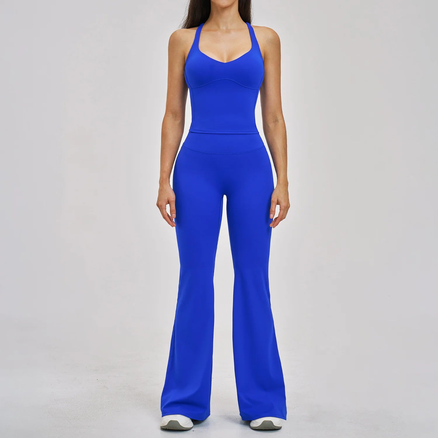 Women's Summer Athletic Wear Set Crisscross Back Fitness Tank Top and Leggings Workout Clothing Yoga Sets
