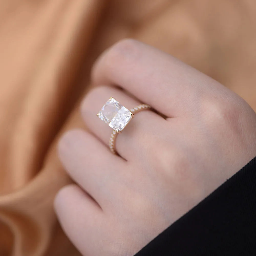 Manufacturer Latest Wholesale 14K Gold Plated Silver Ring 925 Sterling Jewelry Ice Zircon Wedding Engagement Rings Jewelry Women