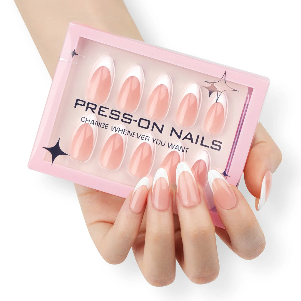 Wholesale 30 Pieces of High-End Minimalist French White Border Short Style Acrylic Press on Nails Customize False Nails GD25