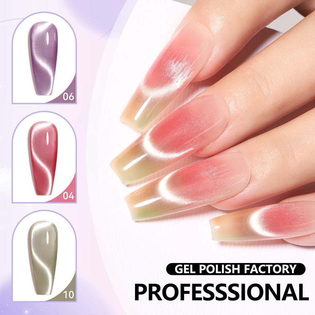 HONEY GIRL Moon Light Magnetic CatEye 24 Colors Jelly Gel Polish Set Wholesale 9d Crystal Uv Gel Nail Polish Cat Eye Gel Polish