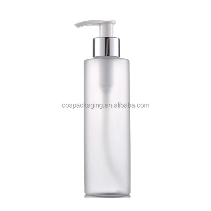 Clear Frost PET Plastic Bottle 100ML150ML 200ML Empty Cosmetic Shampoo Lotion Shower Gel Packaging Gold Pump Refillable Bottles