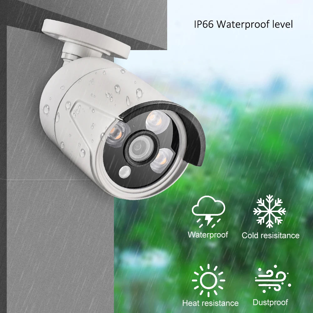 AZISHN 2.8mm Wide Angle 8MP 4K IP Camera Audio Outdoor IP66 H.265 ONVLF Bullet CCTV Array IR 4MP POE Video Surveillance Camera