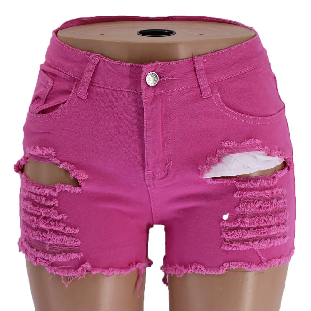 2020 New Arrival Summer Ripped Denim Shorts Fashion Slim Jeans Shorts High Quality Women Clothes 5 Color S-2XL