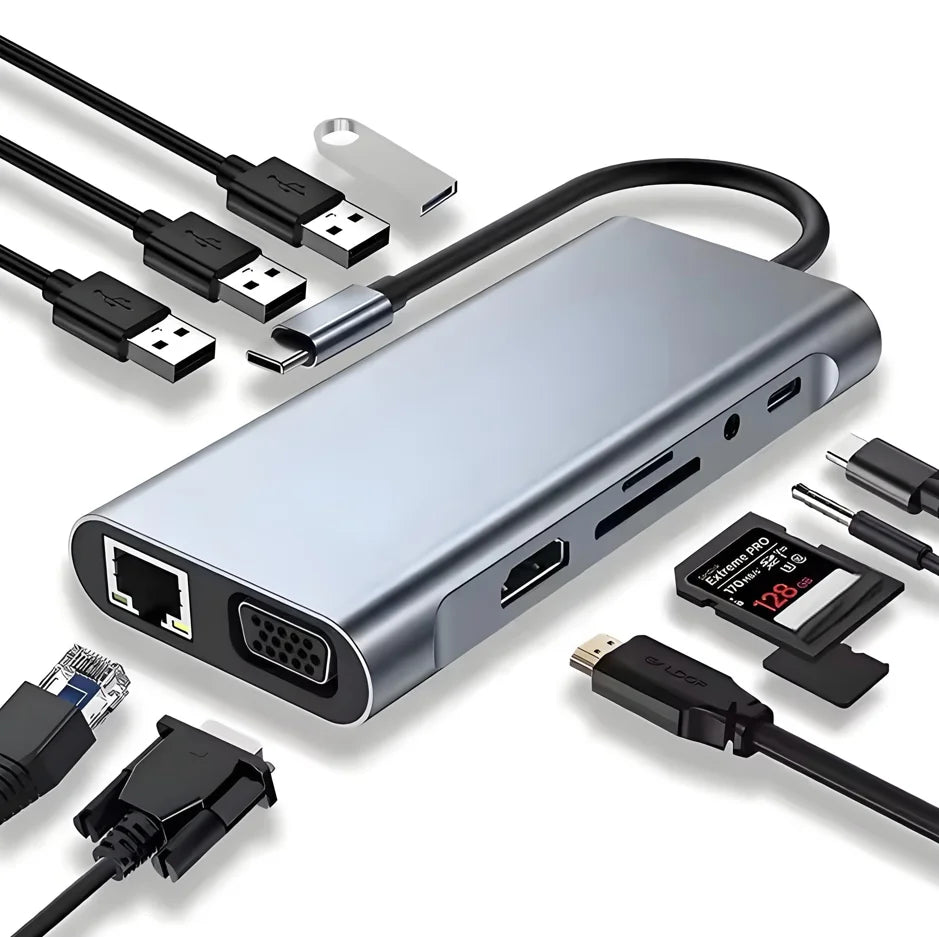 Multifunction Usb 3.0 Hubs Docking Station Abs Adapter Metal HDTV Pd SD TF Usb 2.0 Usb-c Hub Splitter for Computer Laptop PC