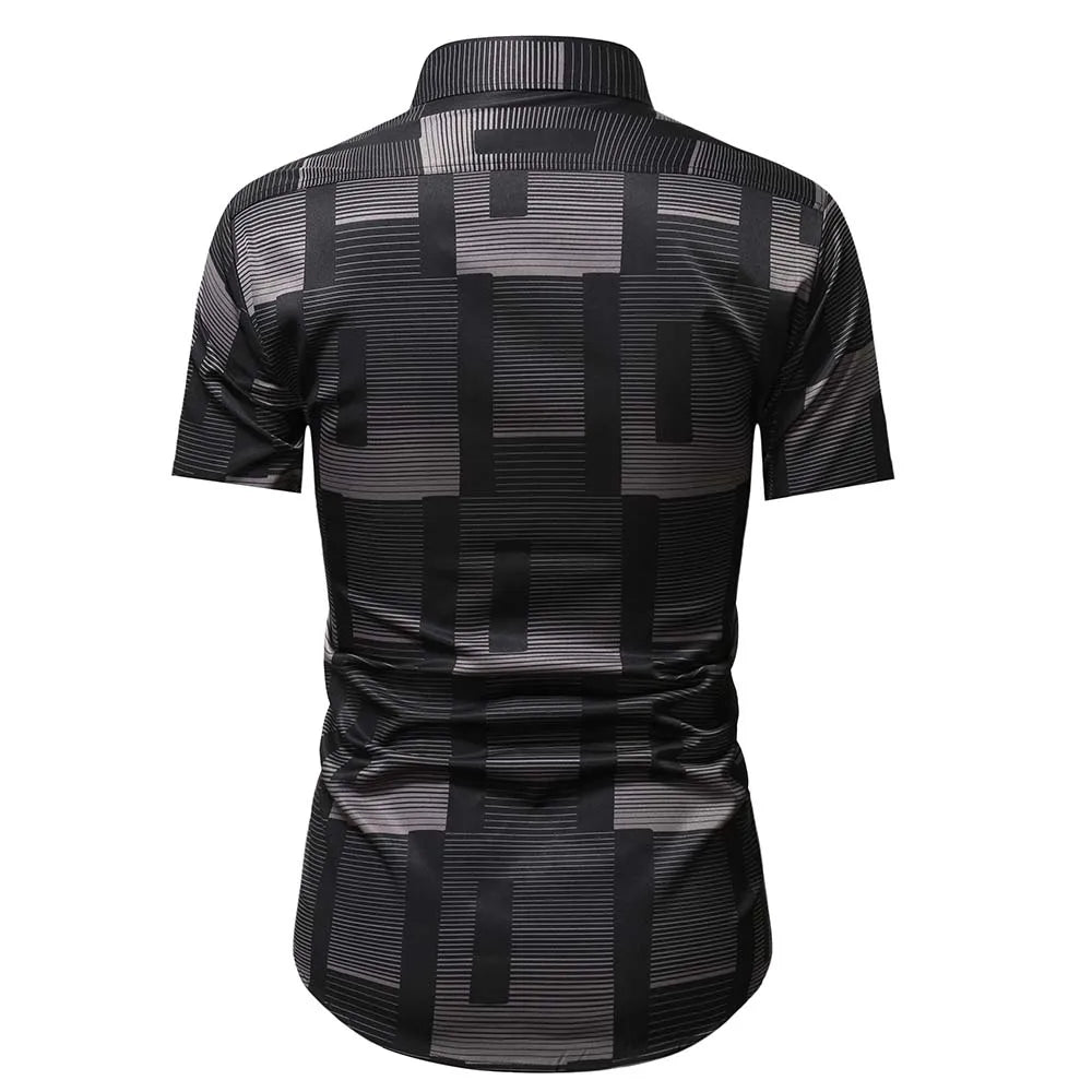 Summer Business Social Chemise Homme Casual Party Short Sleeve Striped Shirt Men Dress Luxury Button Up Fashion Mens Clothes