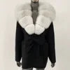 Women's New Spring Fashion Soft Midi Fox Fur Collar Knitted Cardigan Sweater Coat Casual Outerwear for Winter