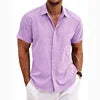 Men's Casual Button Down Shirt Short Sleeve Anti-Pilling Yarn Dyed for Beach Summer Wedding Knitted Weaving Method