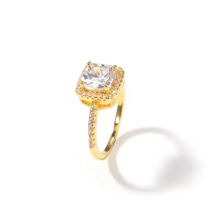 Pink Baguette CZ Rings Iced Out Finger Ring Women Man Fashion Jewelry