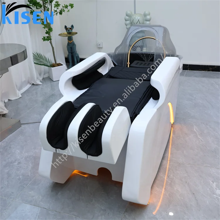 Kisen Hot Sales Head Spa Water Circulation Waterfall Shampoo Bowl Bed Massage Salon Equipment Hair Salon Treatment