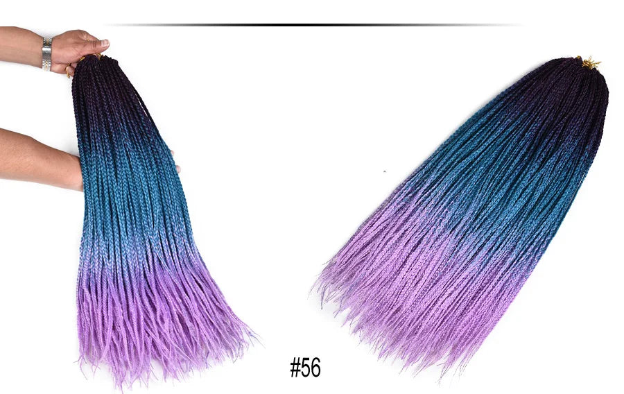 TOMO Synthetic Crochet Hair Box Braids 22Roots Colored Braiding Hair Extensions 24Inch Rainbow Ombre Crochet Braids Pink Red