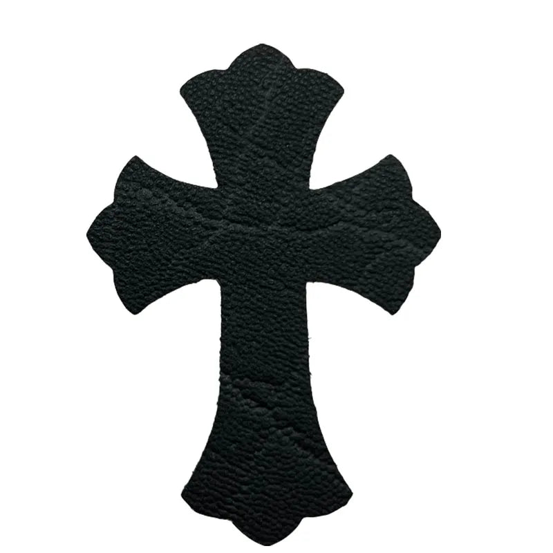 4.5*6.5cm Sheepskin Leather Patch With Cross Shaped Leather Label Genuine Leather DIY With Multiple Colors-106-182