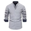 OEM Autumn Clearance Sale Men's Oversize Casual Blouse Long Sleeves Yarn-Dyed Shirts Breathable Shirt