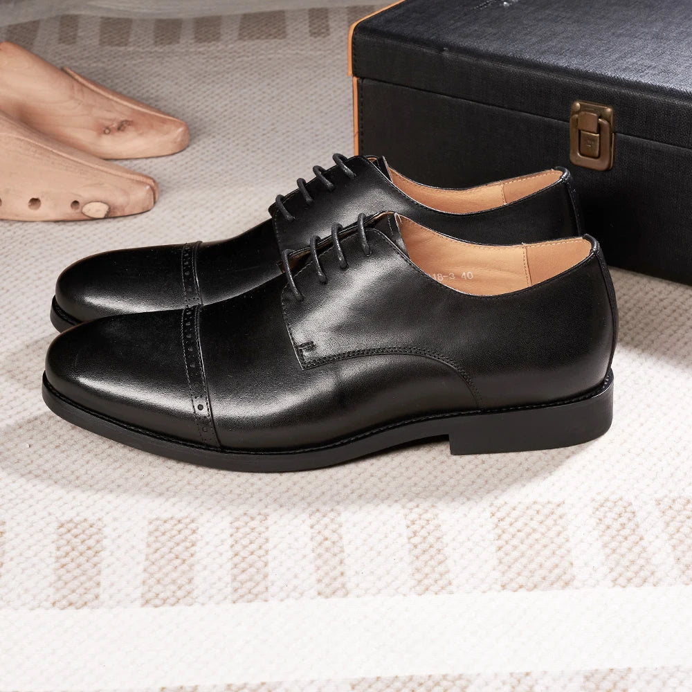 Men's Business British Genuine Leather Formal Leather Shoes, High-end Casual Versatile Top Layer Cowhide Derby Shoes