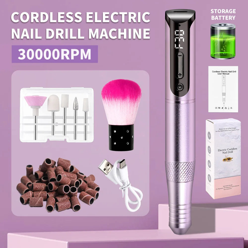 Portable Professional 35000rpm Pen Type Electric Nail Polisher Easy Carry Dead Skin Removal Manicure Sanding Tool