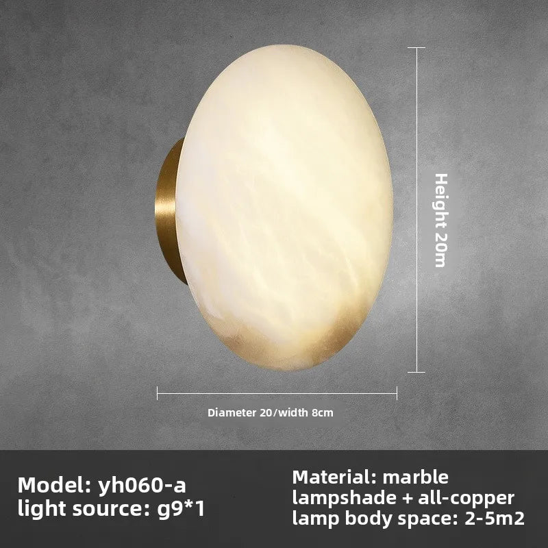 Designer All-Copper LED Dimmable Wall Lamp Natural Spanish Marble 110V G9 Recessed Modern Bedroom Living Room Hot Style