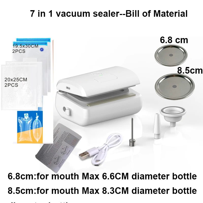 7 in 1 Fresh Save Household Small Sealing Machine Air Suction Hand Vacuum Pump Sealer Electric Vacuum Food Sealers Outdoor BBQ