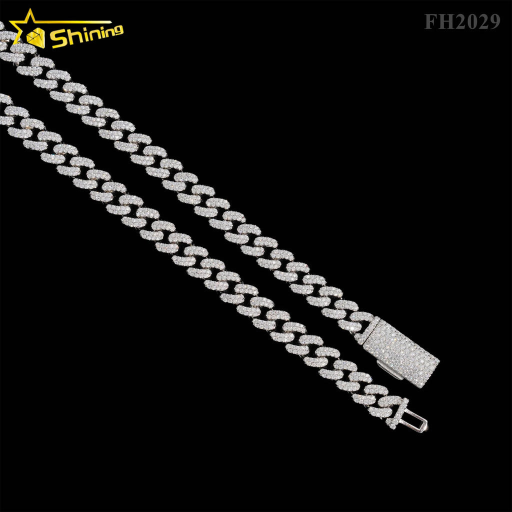 Hot Selling Pass Diamond Tester 925 Sterling Silver 10mm 15mm  20mm Moissanite Cuban Link Chain Mens Cuban Bracelet
