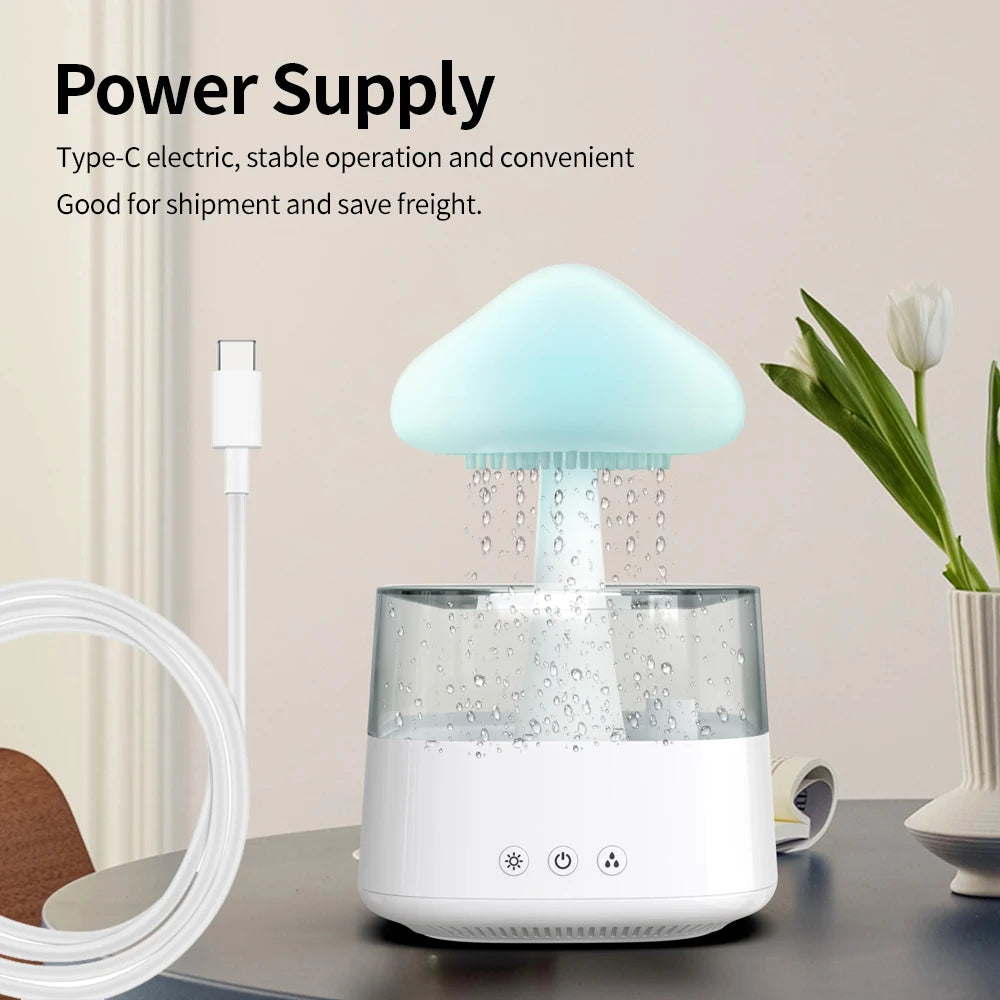Household USB Table Mushroom Rain Cloud Diffuser Cool Mist Water Spray Nebulizer LED Night Light Lamp air Humidifiier for Home