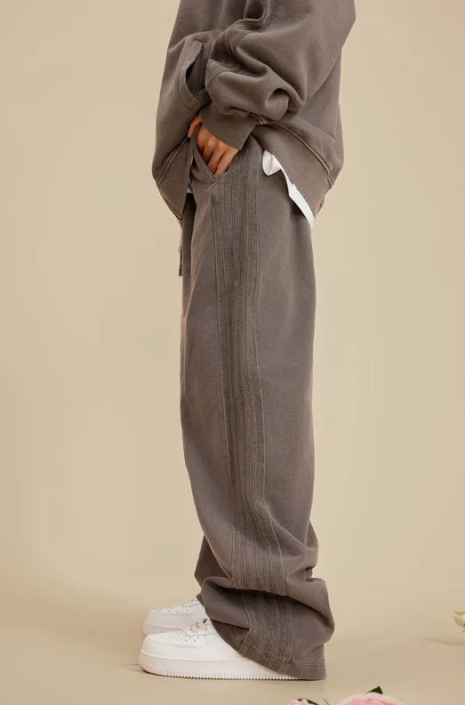 Heavyweight 450gsm 100% Cotton Straight Men's Jogger Sweatpants Pockets Elastic Waist Casual Terry Loose Fit