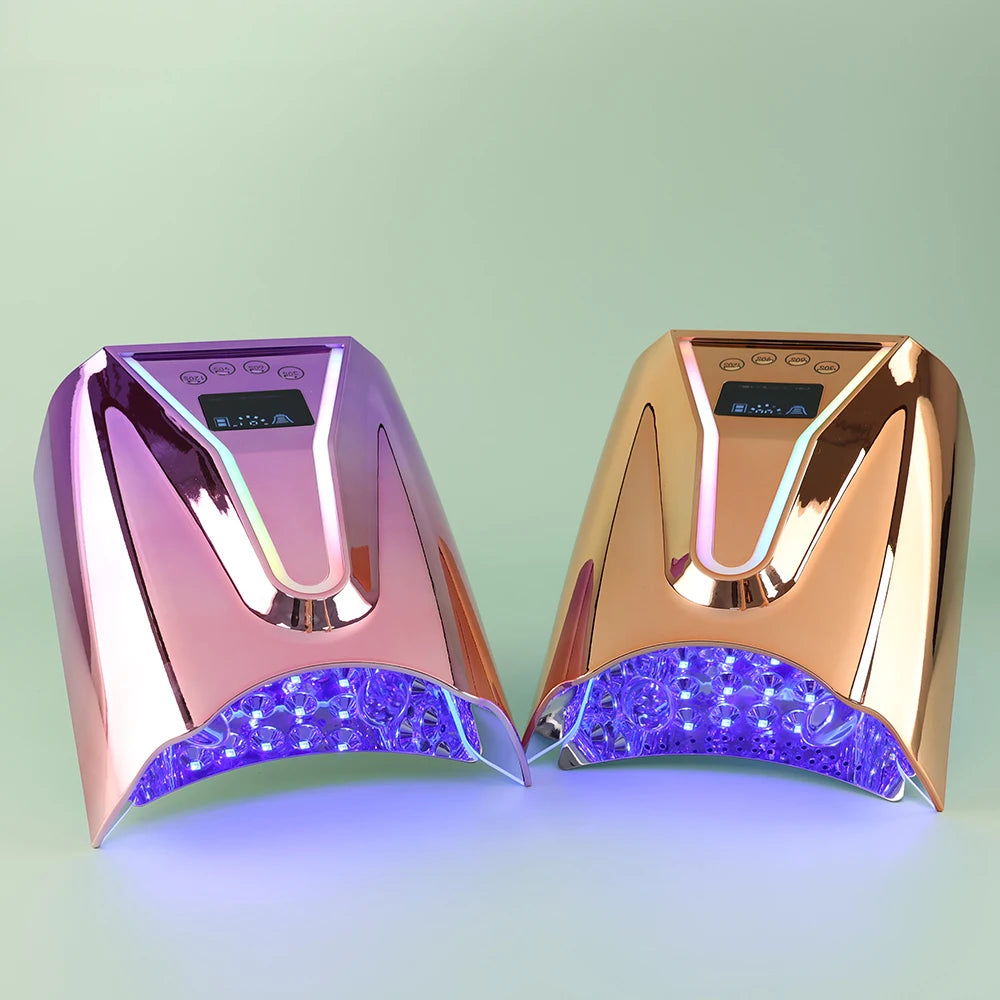 Custom Glowing logo Professional High Power 128W Wireless Rechargeable UV Led Gel Lamp Light Strip Gel Dryer Pro Cure