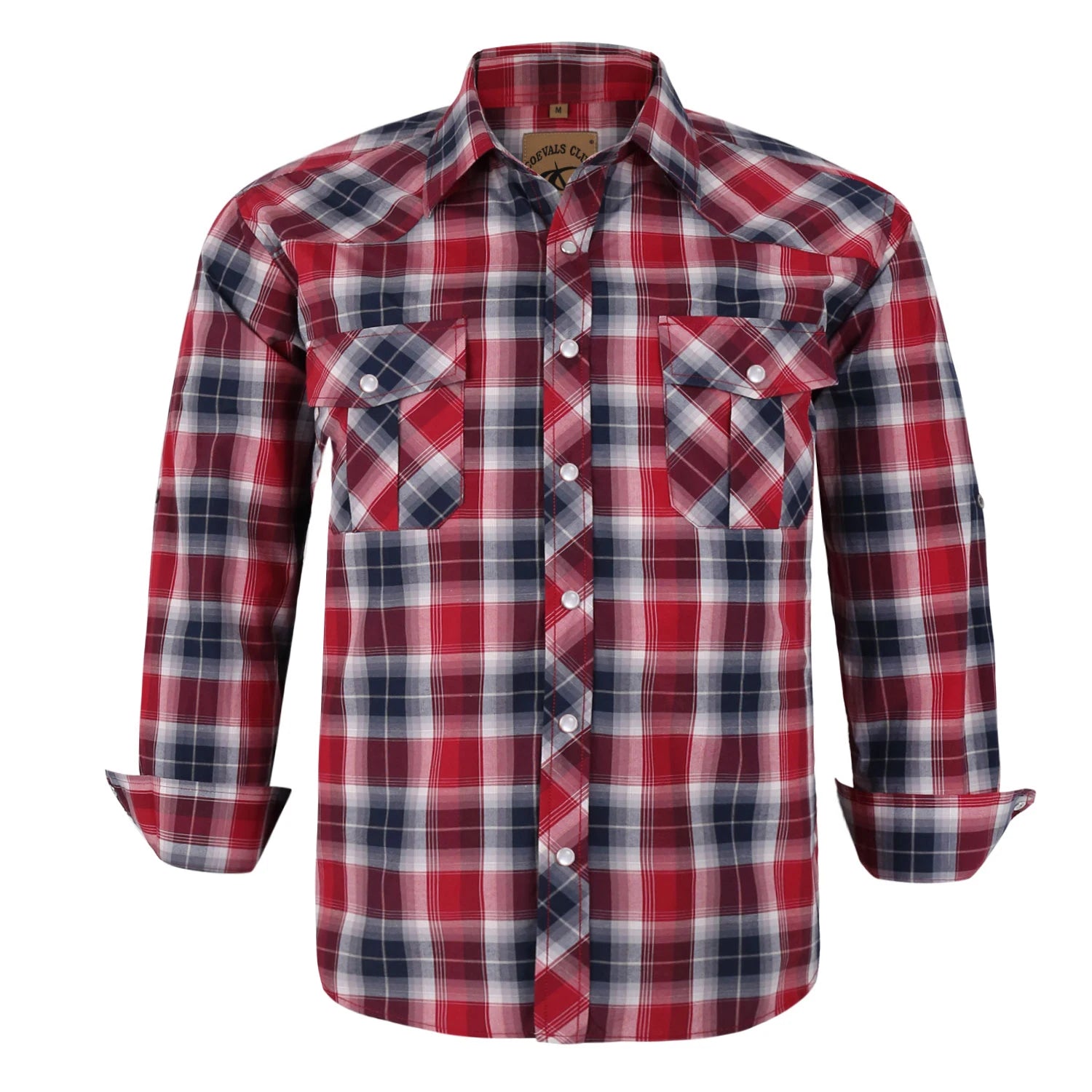 Men's Western Cowboy Long Sleeve Pearl Snap Casual Plaid Work Shirts