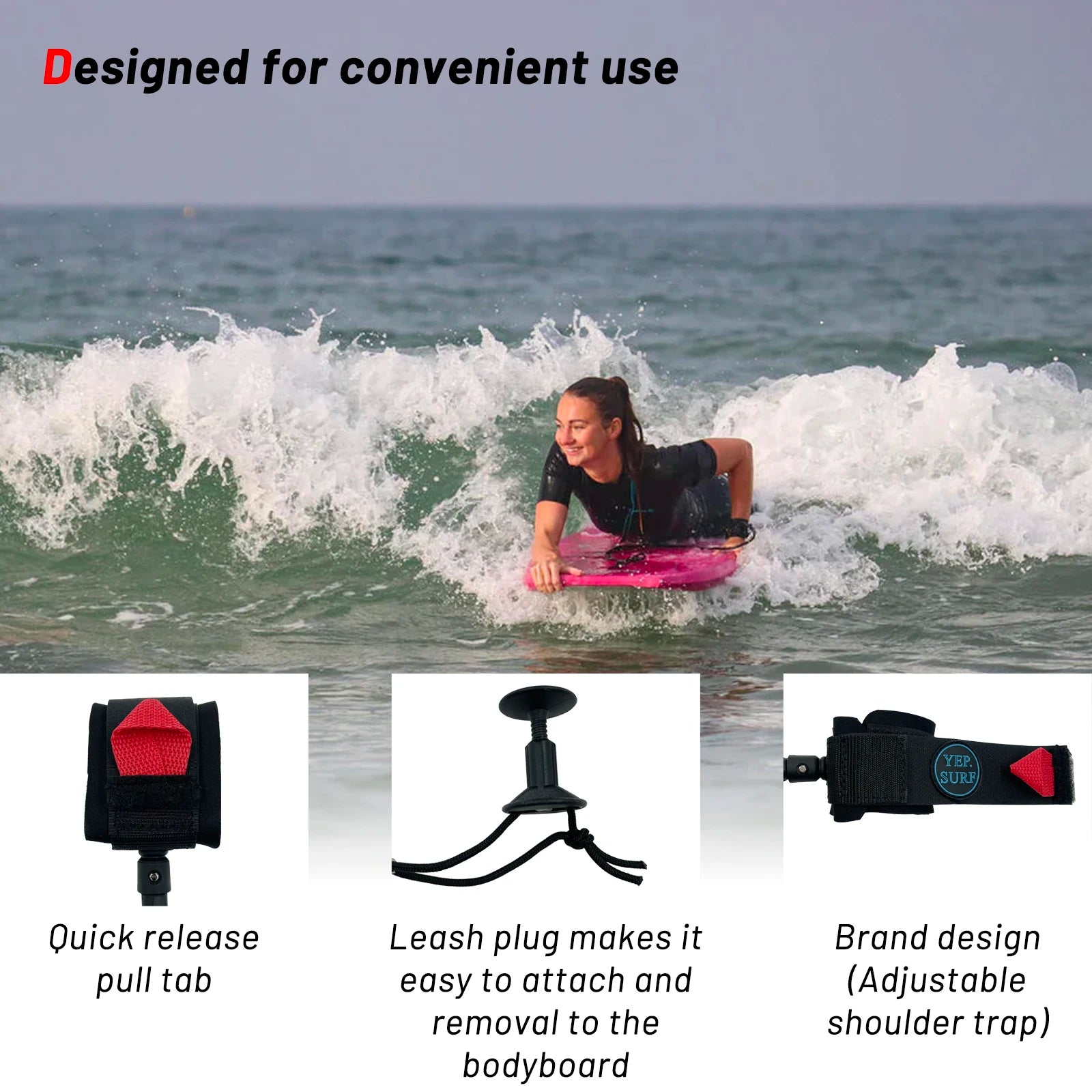 Customized Bodyboard Leash Surfboard 5ft5mm Coil Leash Wrist Cuff Leash Wave Board Premium TPU Rope for Wrist Bicep Surf Shop
