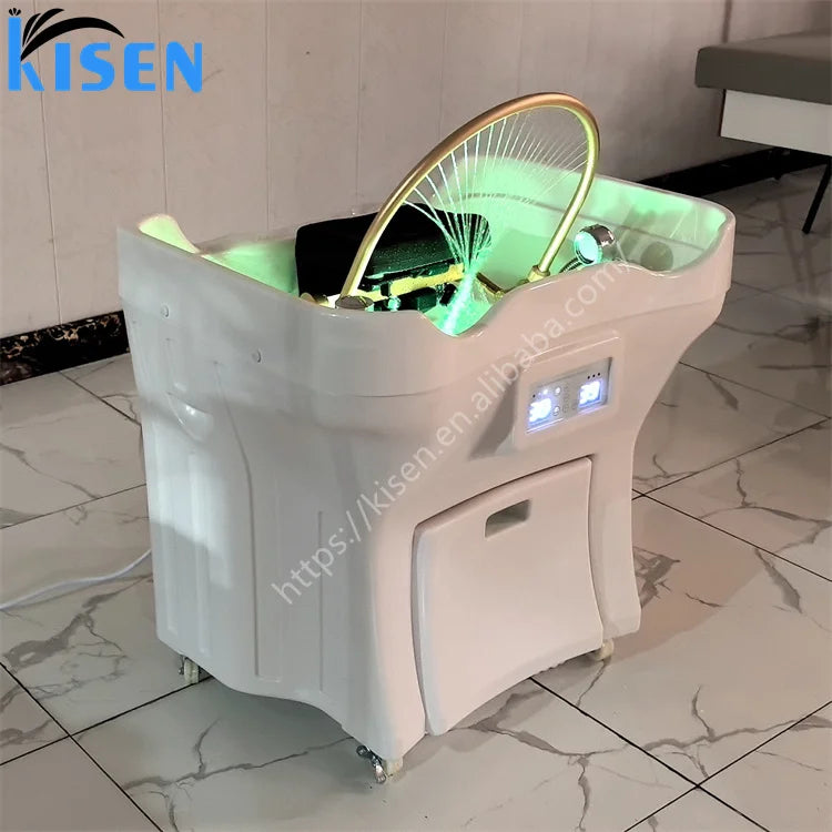 Kisen Wholesale Price Head Spa Acrylic Portable Head Shampoo Bowl Salon Equipment Head Therapy No Plumbing With Two Tanks