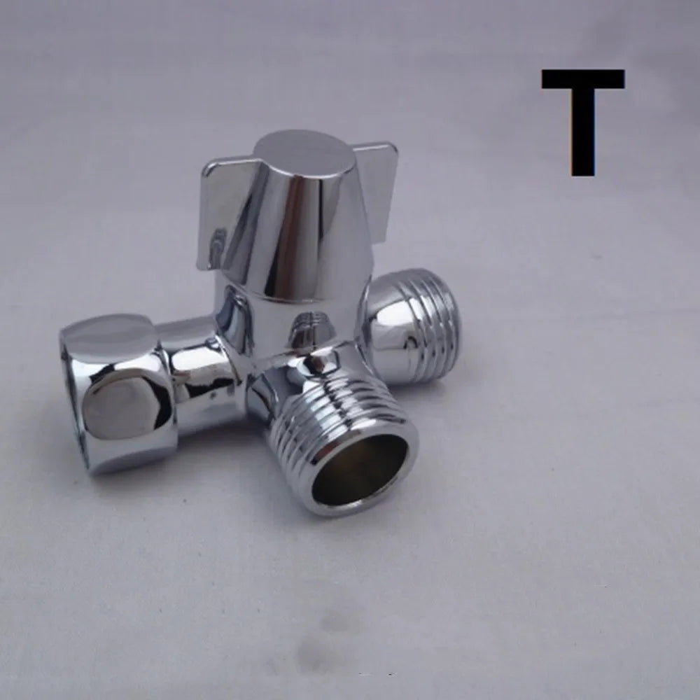 G1/2 Black Water Divider One-in-two-out Three-Way Shower Faucet Valve Adapter Hot Cold Water Switch