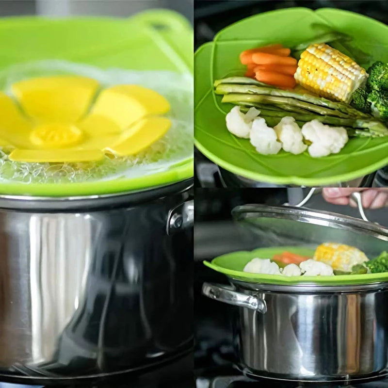 Silicone lid Spill Stopper Cover Pot Pan Cover  Kitchen Accessories Flower Shape Cookware Cooking Tools Kitchen Gadgets