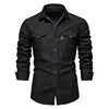 OEM Service Fashion Men Casual Cotton Jeans Shirt Long Sleeve Denim Blouse