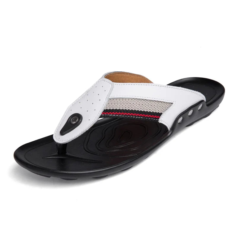 Men's Zoris Slippers Outside Sandals Flip Flops Beach Shoes Flats Sport Denim Leather Low-top Summer Breathable Casual Leisure