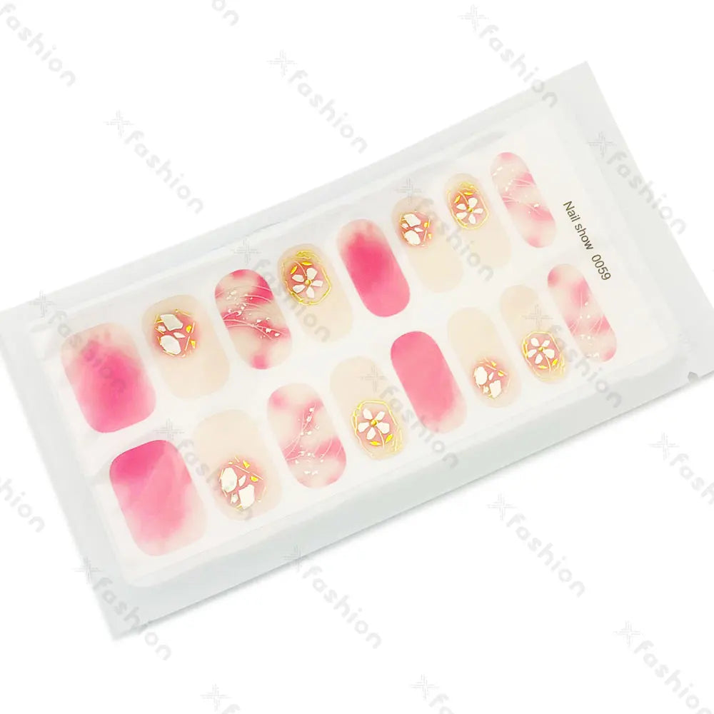 Hot Sale 16 Tips Solid Color Semi-Cured Gel Nail Stickers UV Light Durable Waterproof Long-Lasting Gel Nail Stickers Wholesale