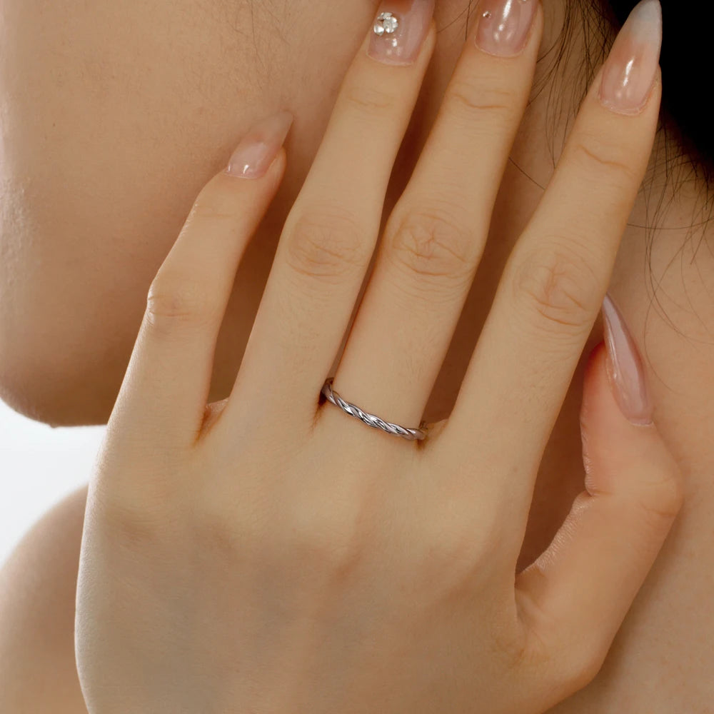 Dylam Minimalist Fade Free 18K Gold Plated Twisted Rope Ring Exquisite Stacked S925 Sterling Silver Rings for Women Jewelry