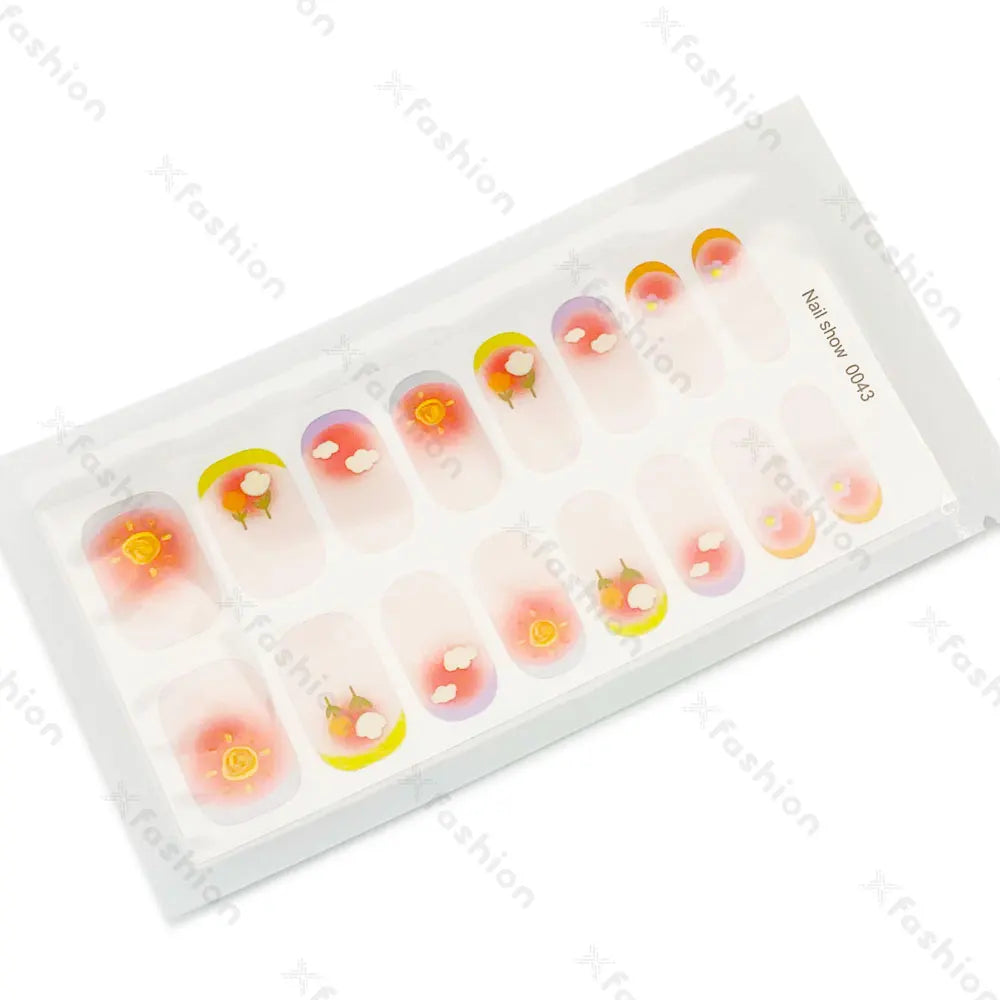 Hot Sale 16 Tips Solid Color Semi-Cured Gel Nail Stickers UV Light Durable Waterproof Long-Lasting Gel Nail Stickers Wholesale