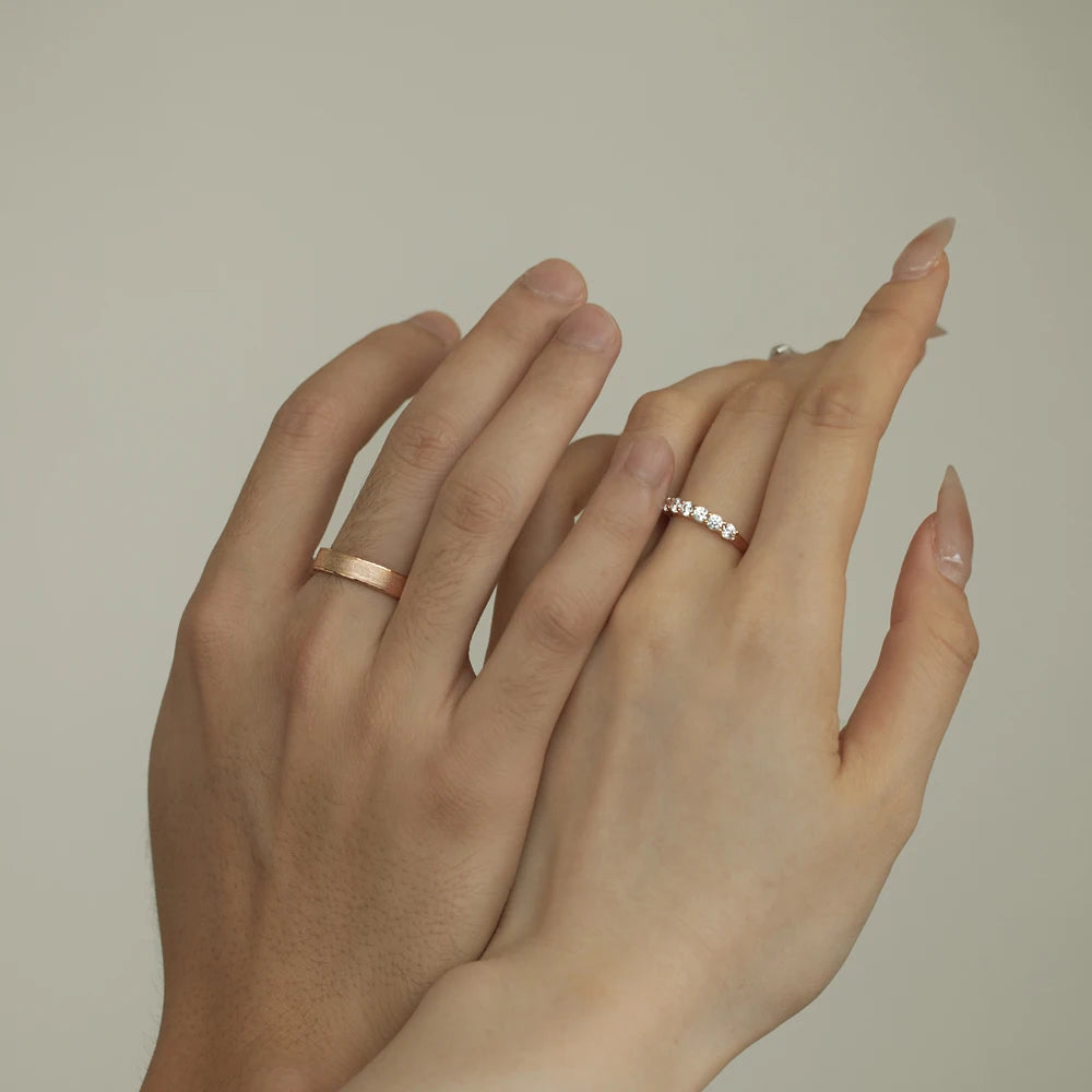 Dylam Minimalist Trendy S925 Silver Cz Cubic Zircon Couple Rings Set Wedding Proposal Ring for Men and Women Pair Jewelry Gift