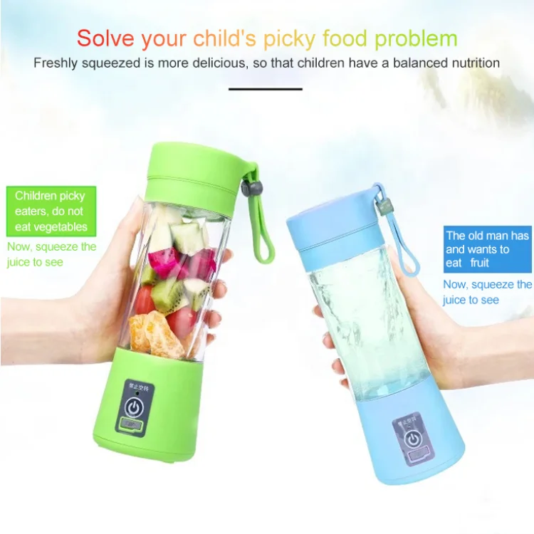 Portable Mini Plastic Bottle Fruit Juice Cup Blender USB Rechargeable Automatic Fast Mixing Electric Fruit Juicer