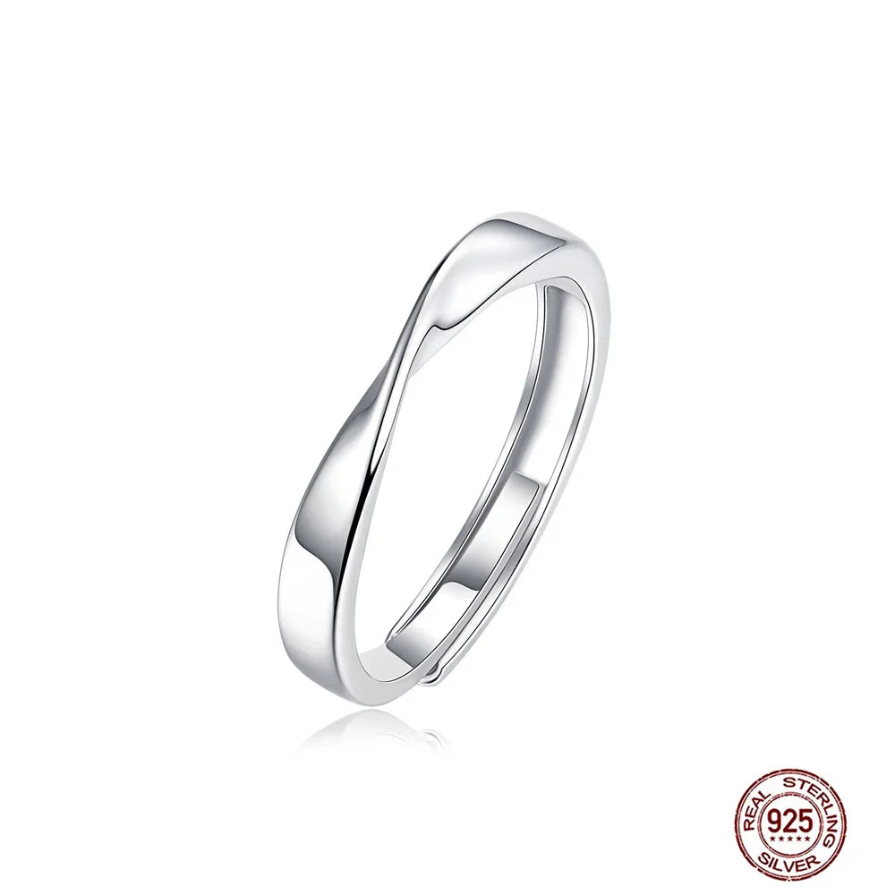 Trendy Fashion Real Pure 925 Sterling Silver Couple Rings for Propose Engagement Wedding Anniversary Jewelry Gift