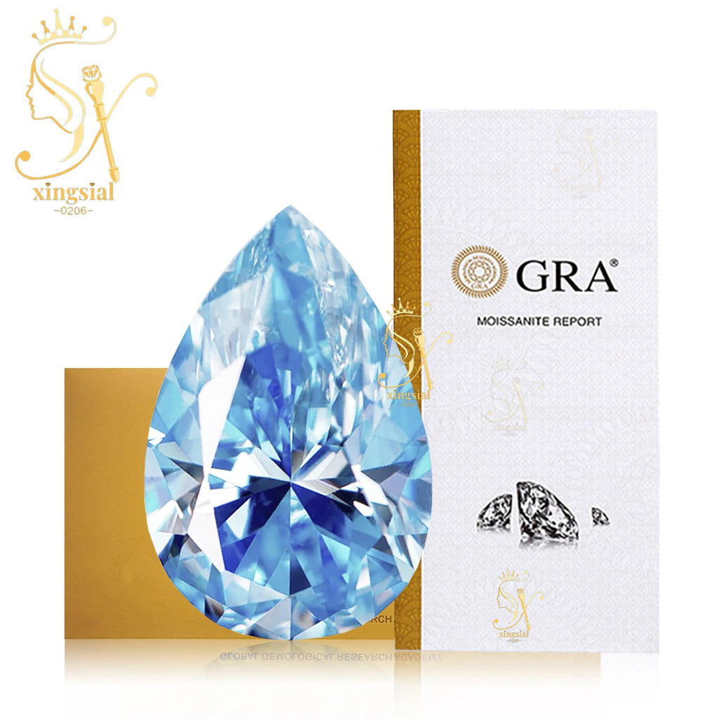 Xingsial 4x6mm 9x13mm Multiple Color VVS1 0.5ct 5ct GRA Certificated Pear Cut Synthetic Diamond Gemstone Loose Moissanite Stone
