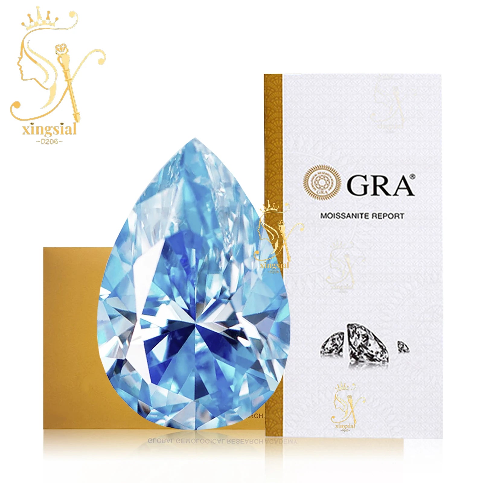 Xingsial 4x6mm 9x13mm Multiple Color VVS1 0.5ct 5ct GRA Certificated Pear Cut Synthetic Diamond Gemstone Loose Moissanite Stone
