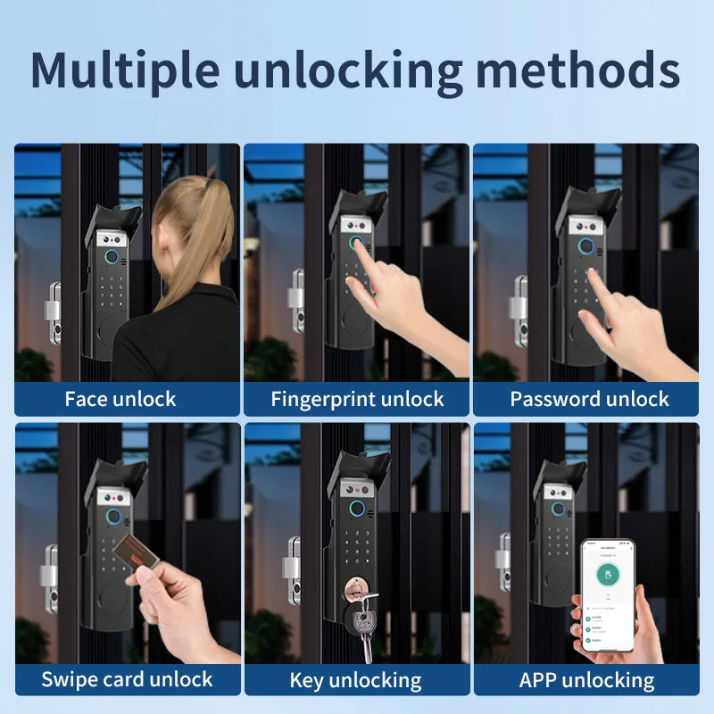 Tuya Outdoor Waterproof Smart Door Lock Fingerprint Face Recognition App Control WiFi Cloud Key Mobile Phone Key Compatible