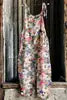 S-3XL Summer Women's New Sweet Small Fresh Print Retro Wide Leg Jumpsuit Printed Floral Cami Jumpsuit