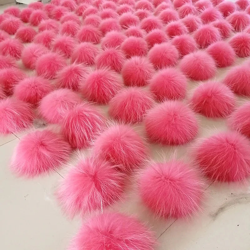 Wholesale Price Real Fur Pom Poms for Hats Real Mink Hair Fox Fur Nature Colors Custom Colors