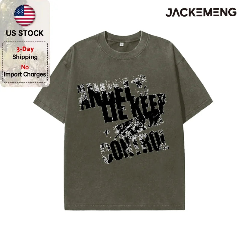 Oversized Washed Retro Gothic Graffiti Streetwear Print T Shirt USA Stock Wholesale Y2K Casual Tee