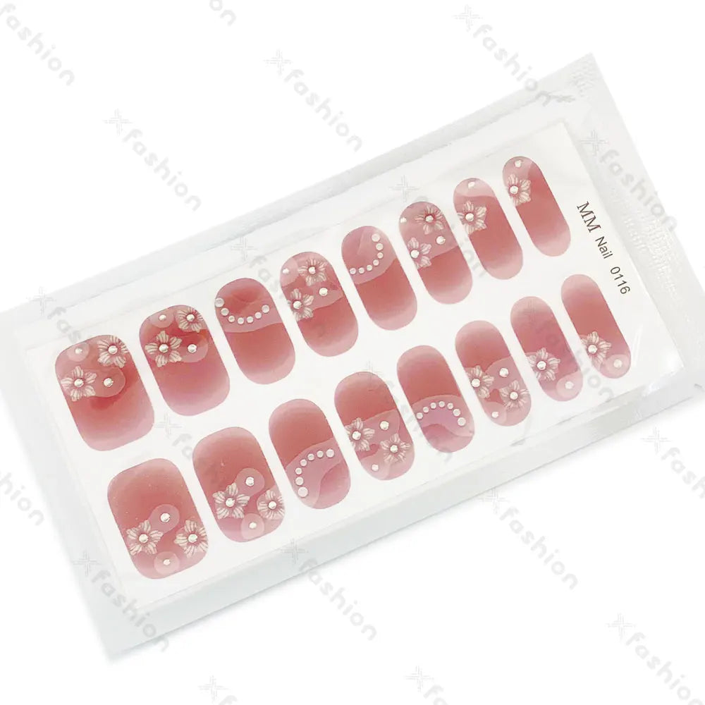 Hot Sale 16 Tips Solid Color Semi-Cured Gel Nail Stickers UV Light Durable Waterproof Long-Lasting Gel Nail Stickers Wholesale