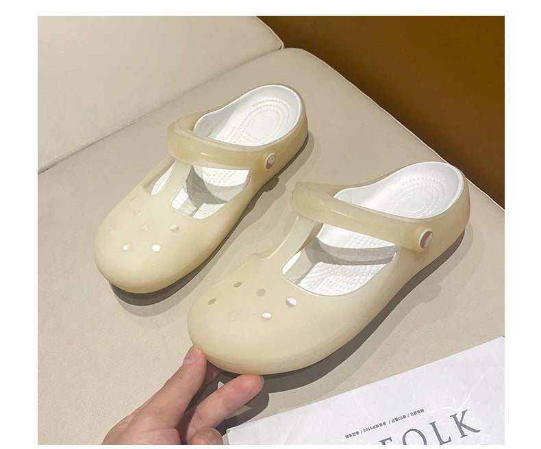 New Summer Jelly Sandals Women Outdoor Casual Slip On Garden Beach Shoes Female Rubber Clogs Non-slip Slides Breathable Slippers