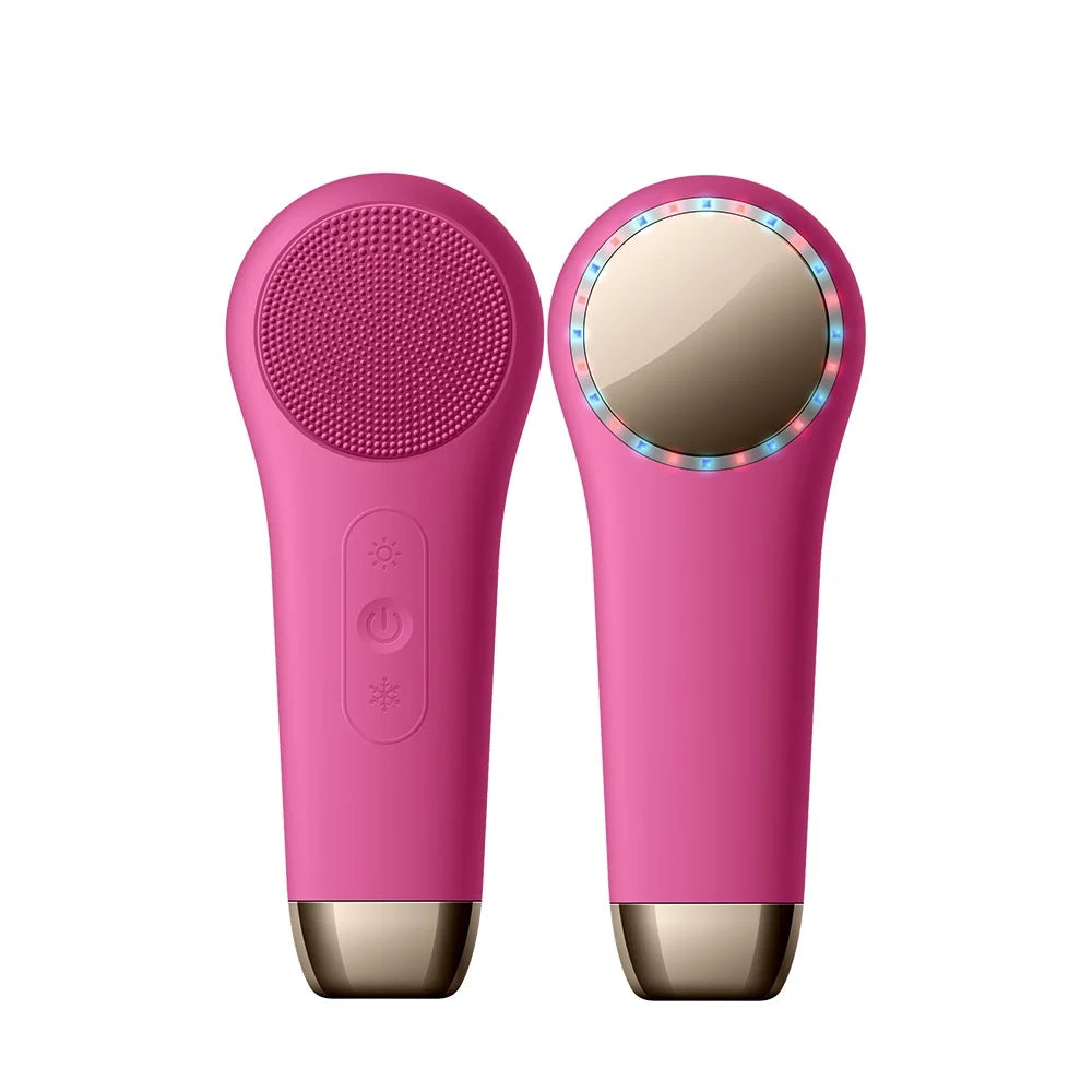 Facial Beauty Light Therapy Brush Wrinkle Removal Warm and Cold Silicone Face Cleaning Scrub Brush